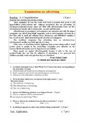 English Worksheet: Advertising