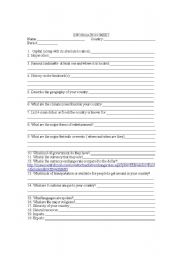 English worksheet: Report Information on a country