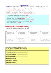 English Worksheet: reported  Speech