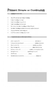 English worksheet: present simple / present continous