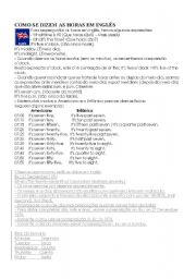 English Worksheet: Hours in english
