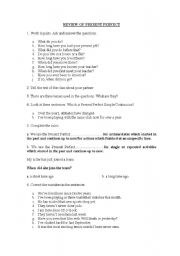 present perfect worksheet