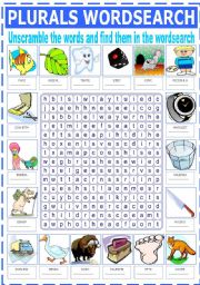 PLURALS WORDSEARCH