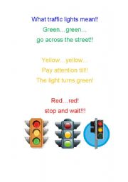 English Worksheet: what traffic lights mean