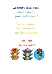 English Worksheet: what traffic lights mean