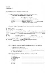 English worksheet: a schort exam checking basic knowledge from elementary level