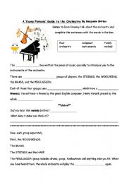 English Worksheet: A Young Persons Guide to the Orchestra