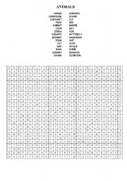 English Worksheet: animals puzzle