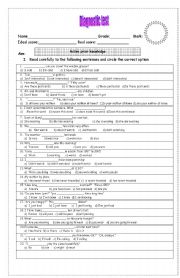 English Worksheet: diagnostic test for students of high school