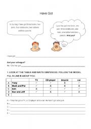 English Worksheet: have got