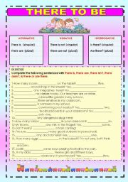 English Worksheet: THERE TO BE - WORKSHEET
