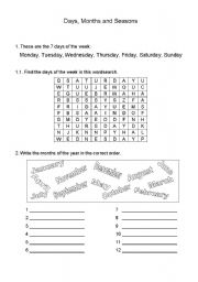 English Worksheet: Days, Months and Seasons