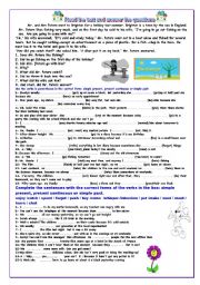 English Worksheet: simple present, present continuous or simple past.