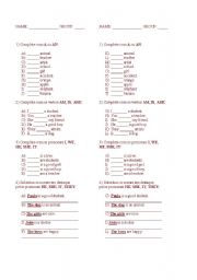 English Worksheet: Verb to be