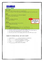 English worksheet: modal verbs