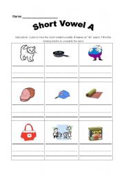 English Worksheet: Short Vowel A