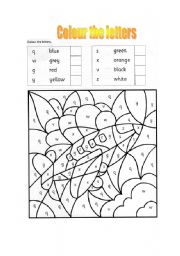 English Worksheet: Colour the letters