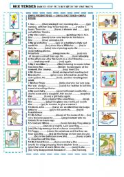 English Worksheet: TENSES WITH PICTURES