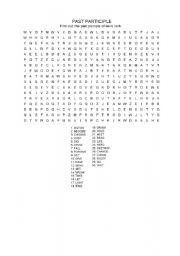 English worksheet: Word Search: Past Participle, Regular and Irregular verbs