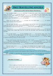 English Worksheet: reading comprehension- two travelling angels - Past Simple