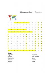 English Worksheet: Word Search