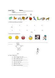 English Worksheet: Easy Level Test