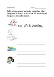 English Worksheet: present progressive