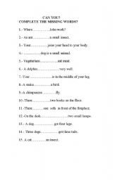 English worksheet:  the missing word