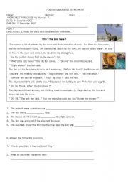 English worksheet: test on reading and writing