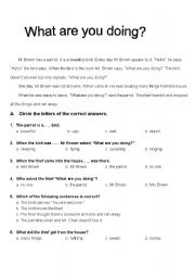 English worksheet: Reading Exercise 