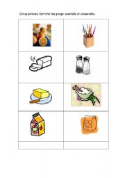 English Worksheet: Countable or uncountable? Sort the pictures