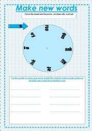 English Worksheet: make new words