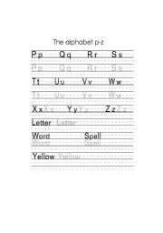 English worksheet: The Alphabet P-Z