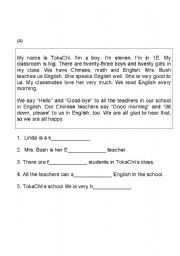 English worksheet: English Comprehension