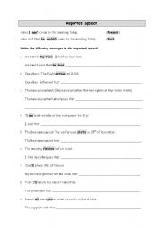 English Worksheet: Reported Speech