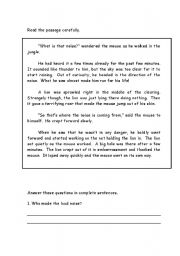 English Worksheet: Aesops Fable