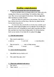 English worksheet: simple reading passages