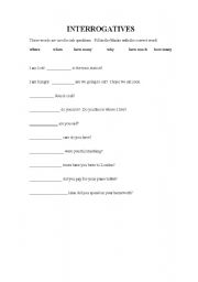 English worksheet: Interrogatives