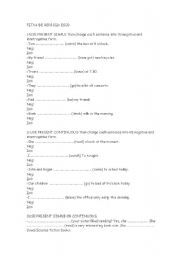 English worksheet: presentsimple,continuous and past simple