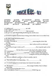 English Worksheet: PHRASAL VERBS    G  E  T