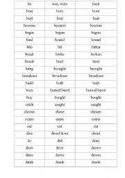 English worksheet: Irregular verbs