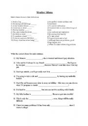 English worksheet: Weather Idioms