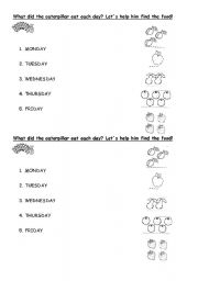 English worksheet: What did the caterpillar eat?