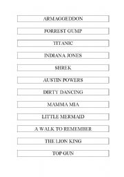 English worksheet: Names of Movies