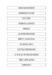 English Worksheet: Names of Movies