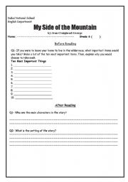 English worksheet: literary analysis for a story