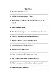 English Worksheet: Question on Curious George