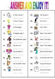 English Worksheet: Enjoy the Questions