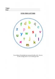 English worksheet: Alphabet missing letters
