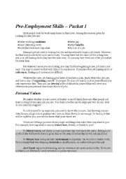 English worksheet: Pre-Employment Skills